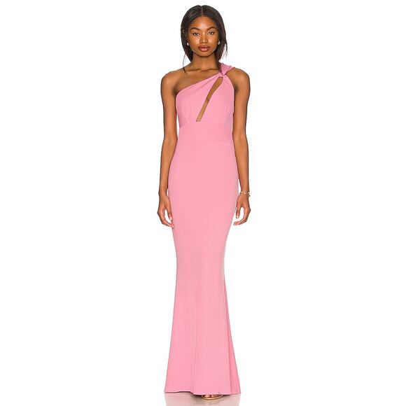 NWT Katie May Edgy One Shoulder Mermaid Formal Gown Bubblegum Pink Women's M - Picture 1 of 8